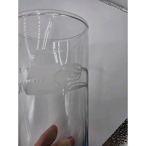 Seattle Seahawks Glasses Set Of 2 Highball Collins 6 In Logo Etched Blue‎ Green - Picture 6 of 10